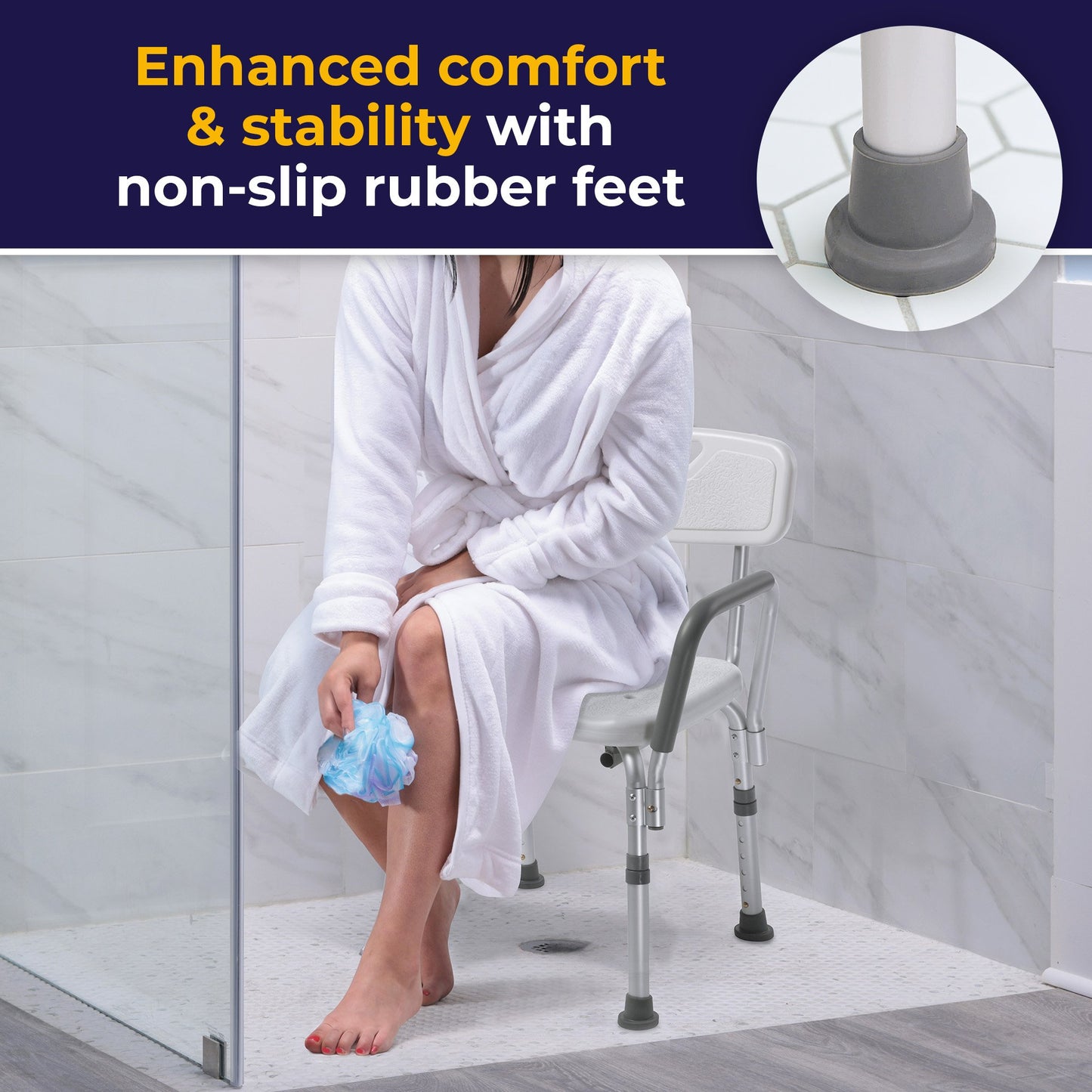 drive™ Bath Bench Padded Removable Arms Aluminum Frame With Backrest 16 Inch Seat Width 300 lbs. Weight Capacity (1032859_EA)