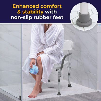 drive™ Bath Bench Padded Removable Arms Aluminum Frame With Backrest 16 Inch Seat Width 300 lbs. Weight Capacity (1032859_EA)
