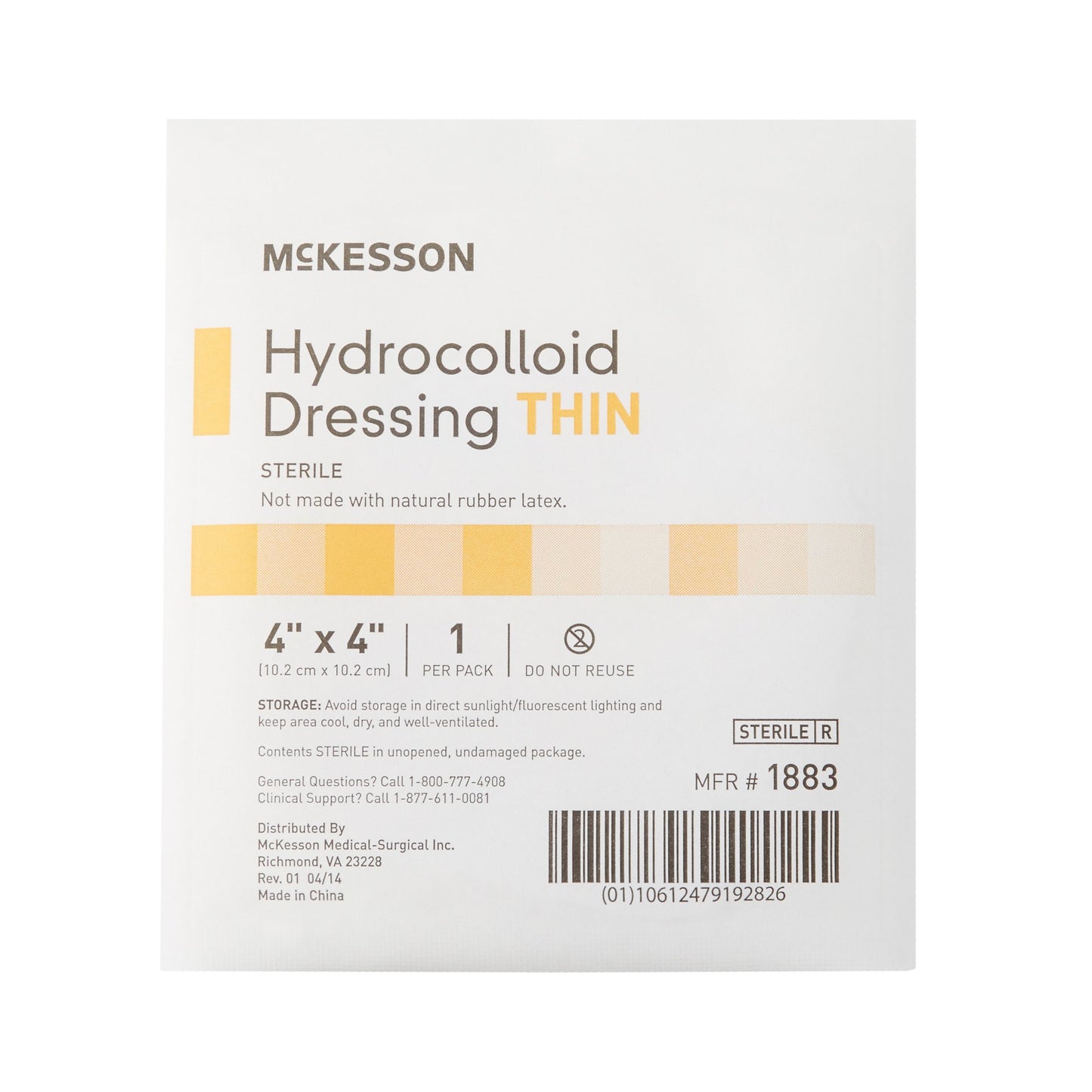 McKesson Thin Hydrocolloid Dressing Film Backing 4 X 4 Inch Square Hydrocolloid / Film (882982_CS)