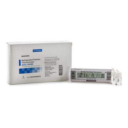 McKesson Digital Refrigerator / Freezer Thermometer with Alarm Fahrenheit / Celsius -58° to +158°F (-50° to +70°C) Desk / Wall / Door Mount Battery Operated (1074439_EA)