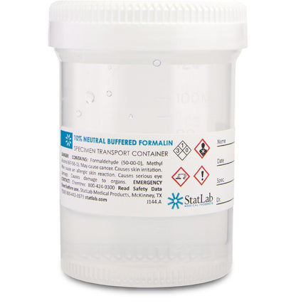 StatClick™ Prefilled Formalin Container 60 mL Fill in 120 mL (4 oz.) Screw Cap Warning Label NonSterile (1002260_EA)