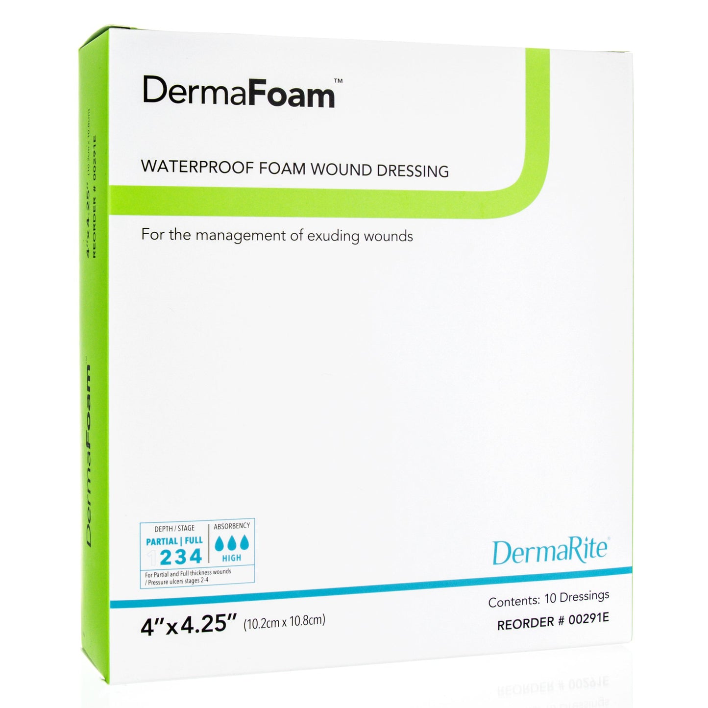 DermaFoam® Foam Dressing 4 X 4-1/4 Inch Without Border Waterproof Backing Nonadhesive Rectangle Sterile (584142_EA)