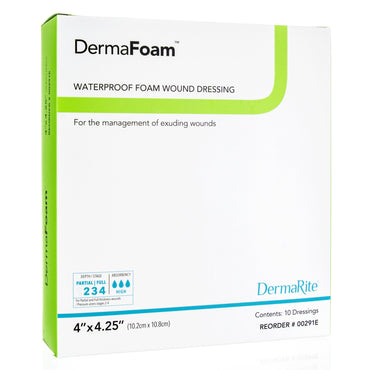 DermaFoam® Foam Dressing 4 X 4-1/4 Inch Without Border Waterproof Backing Nonadhesive Rectangle Sterile (584142_EA)