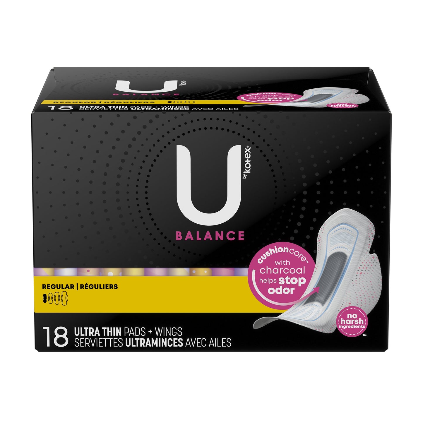 U by Kotex® Balance Feminine Pad Ultra Thin with Wings Regular Absorbency (1224718_PK)