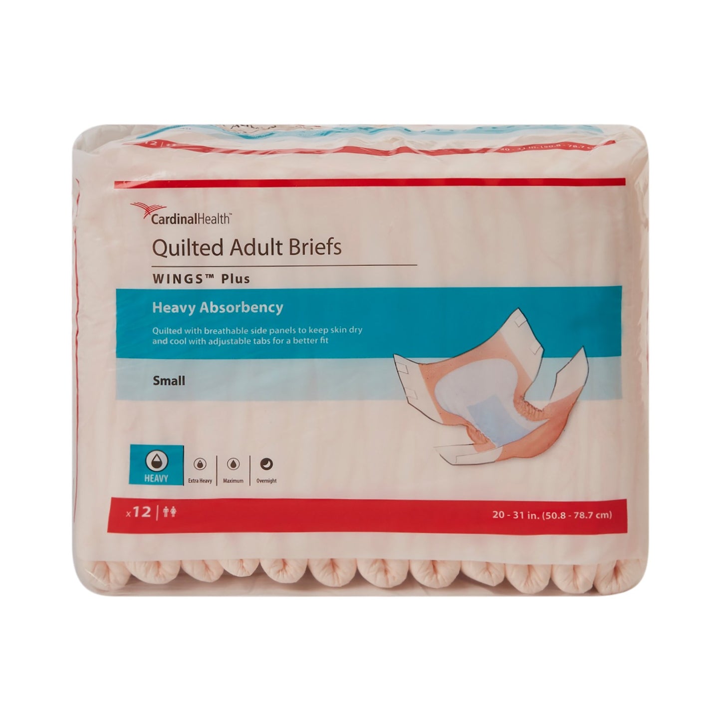 Wings™ Plus Quilted Unisex Adult Incontinence Brief Small Disposable Heavy Absorbency (747160_CS)
