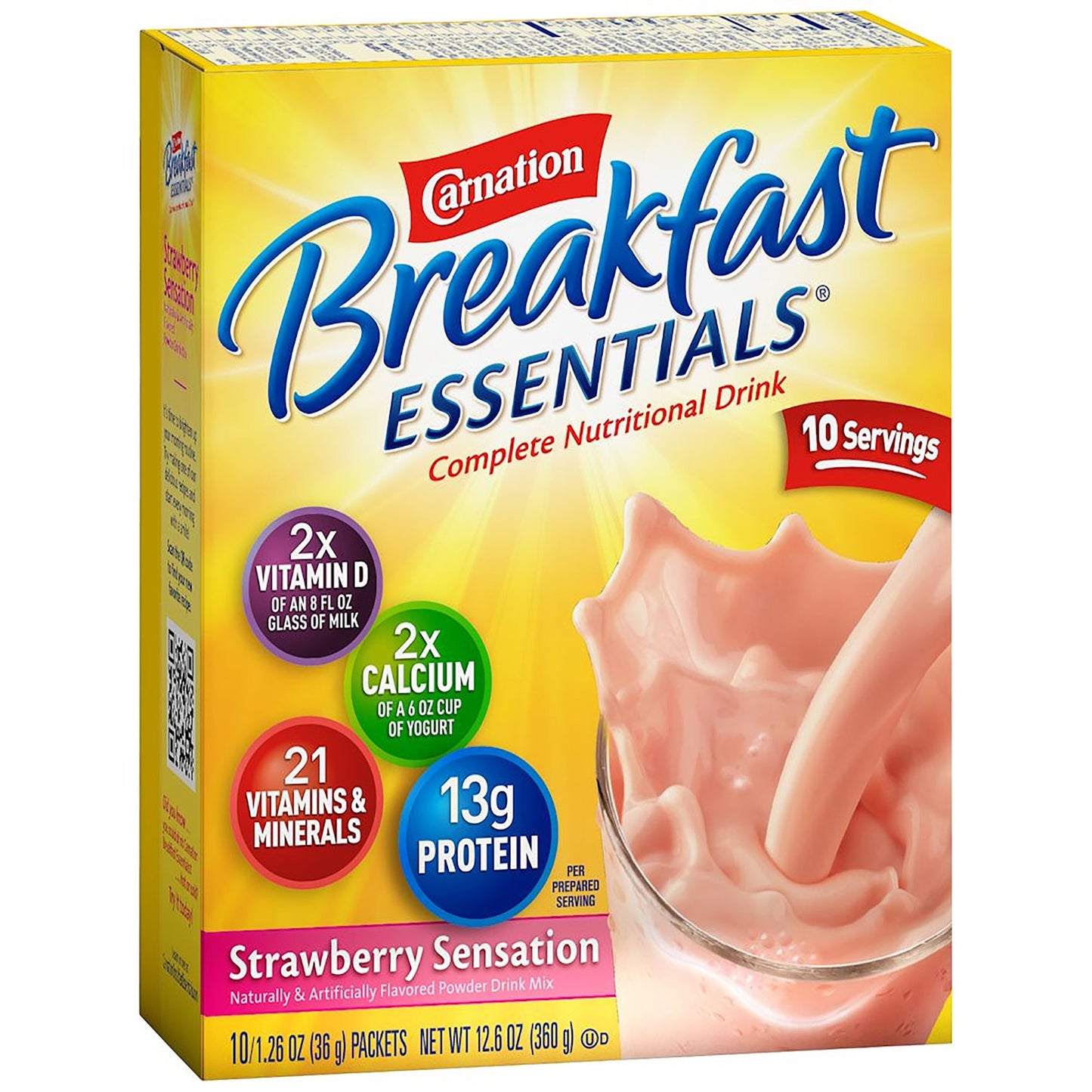 Carnation Breakfast Essentials® Oral Supplement Strawberry Sensation Flavor Powder 1.26 oz. Individual Packet (714273_CS)