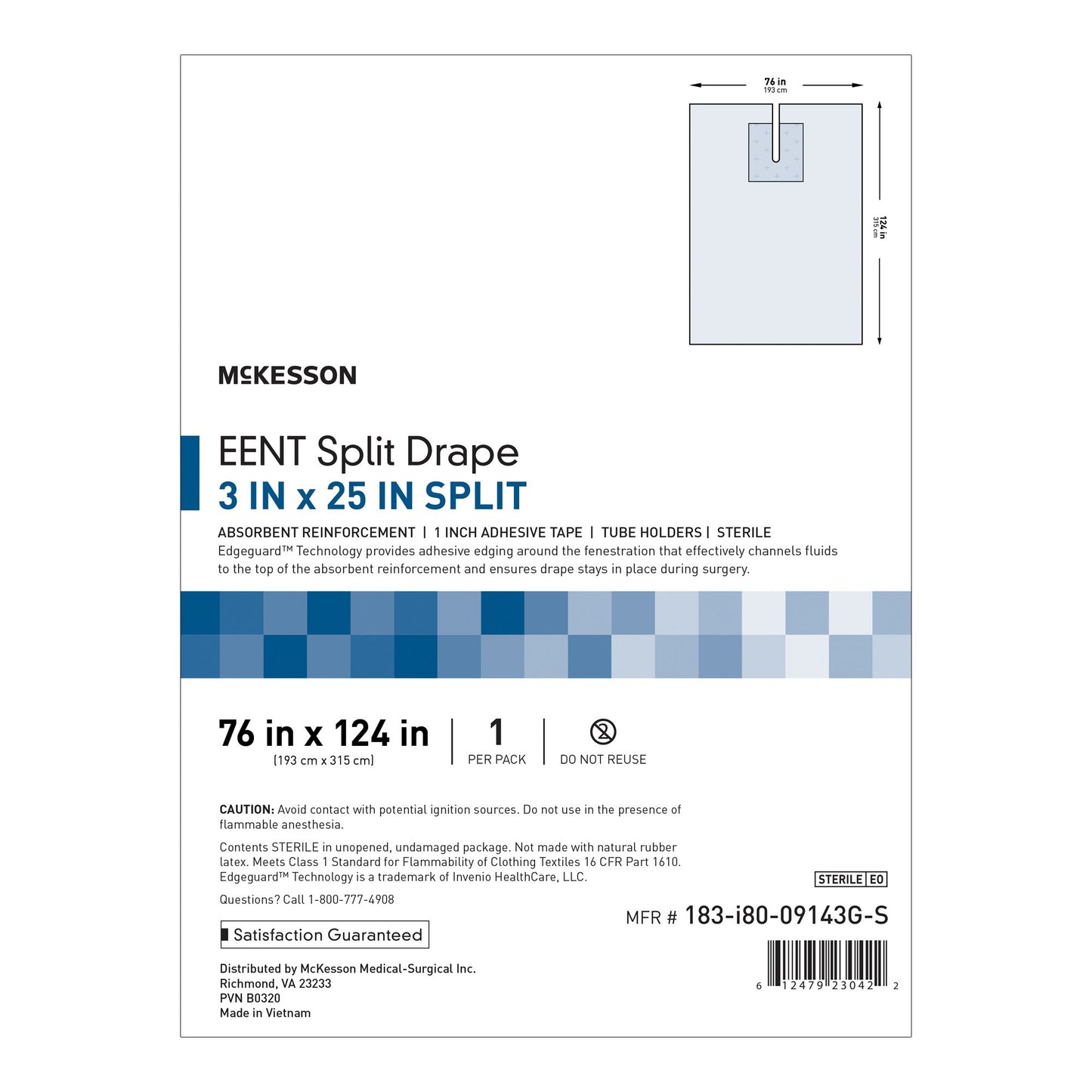McKesson EENT Drape EENT Split Drape 76 W X 124 L Inch Sterile (1101300_PK)