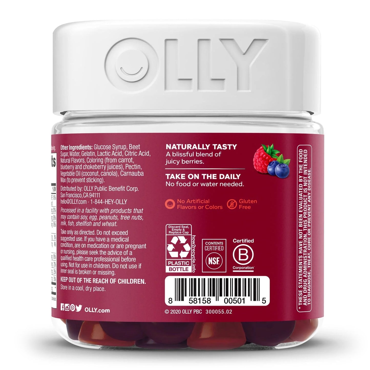 OLLY® Women's Multi Multivitamin Supplement MultiVitamins With Folic Acid Assorted Strengths - 240 mcg Gummy 90 per Bottle Blissful Berry Flavor (1228372_BT)