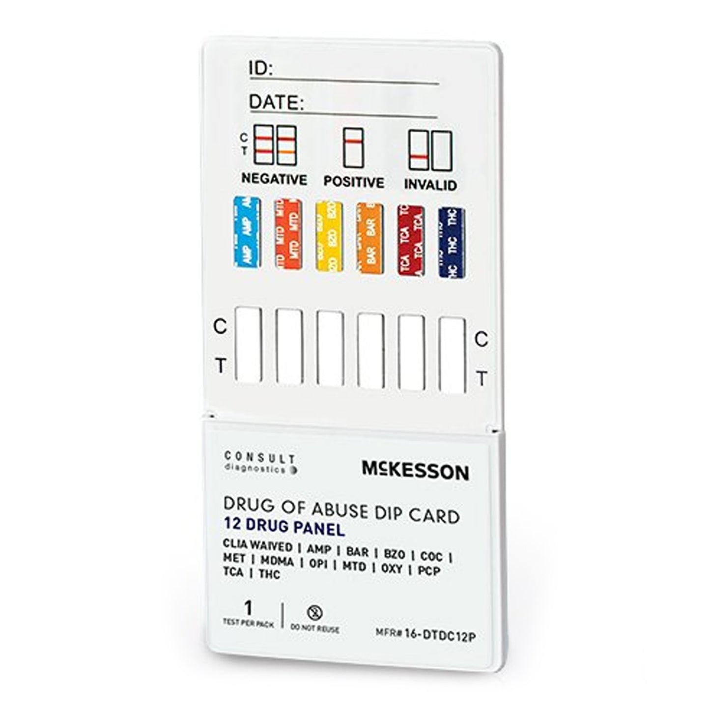 McKesson Consult™ Drugs of Abuse Test Kit AMP, BAR, BZO, COC, mAMP/MET, MDMA, MOP, MTD, OXY, PCP, TCA, THC 25 Tests CLIA Waived (1192823_CS)