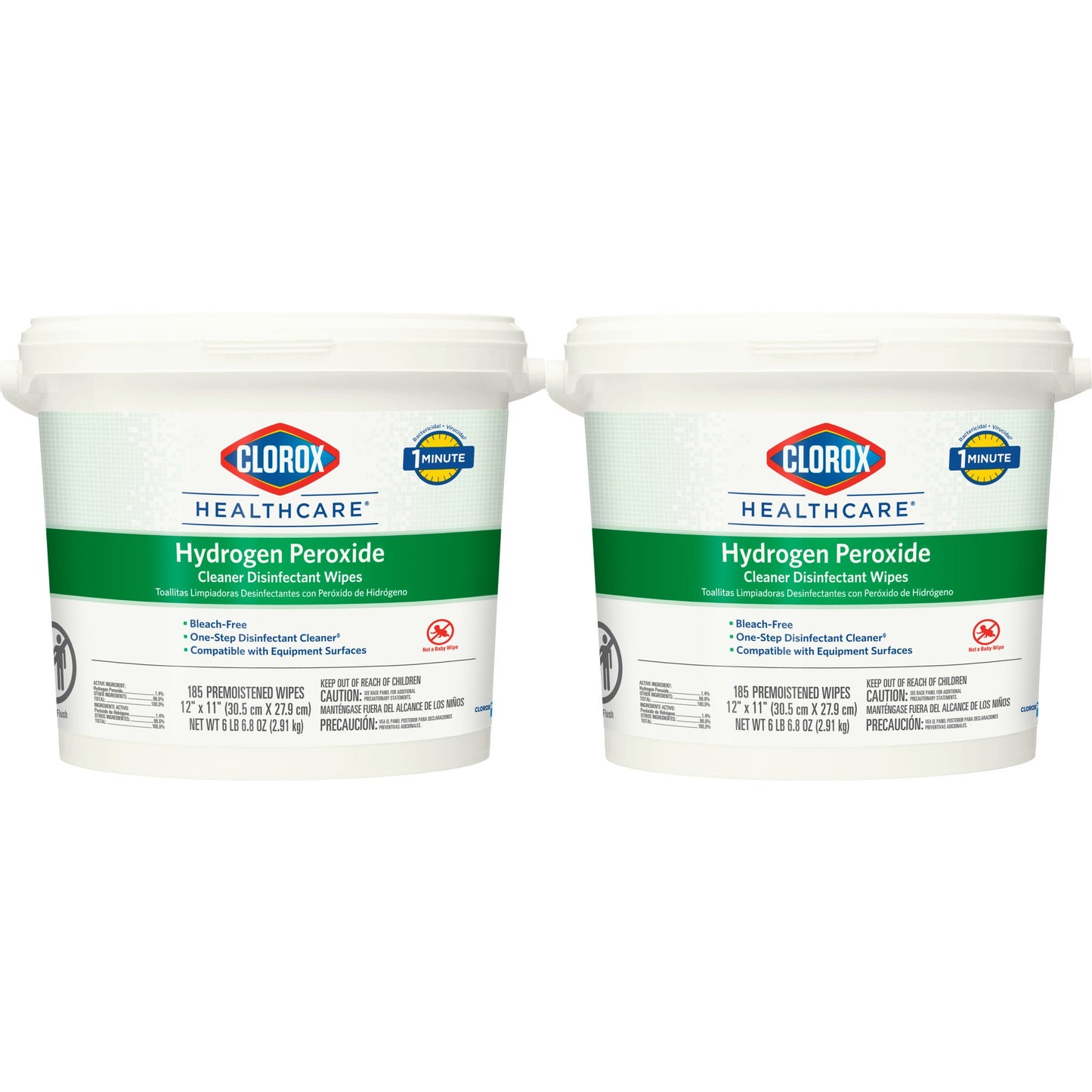 Clorox Healthcare® Surface Disinfectant Cleaner Premoistened Hydrogen Peroxide Based Manual Pull Wipe 185 Count Pail Unscented NonSterile (853531_CT)