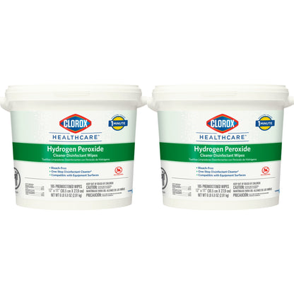 Clorox Healthcare® Surface Disinfectant Cleaner Premoistened Hydrogen Peroxide Based Manual Pull Wipe 185 Count Pail Unscented NonSterile (853531_CT)