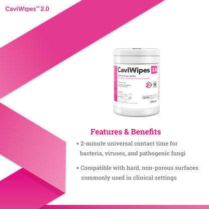 CaviWipes™ 2.0 Surface Disinfectant Premoistened Manual Pull Wipe 65 Count Canister Alcohol Scent NonSterile (1190687_CS)