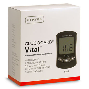 Glucocard® Vital™ Blood Glucose Meter 7 Second Results Stores up to 250 Results No Coding Required (848291_BX)