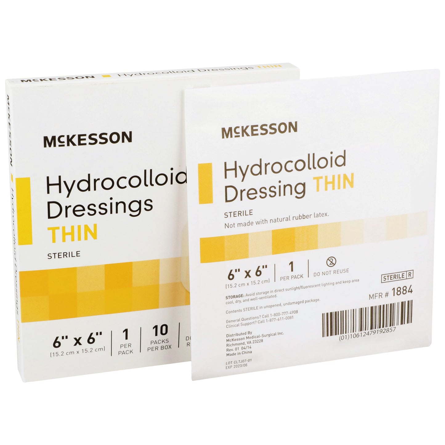 McKesson Thin Hydrocolloid Dressing Film Backing 6 X 6 Inch Square Hydrocolloid / Film (882983_CS)