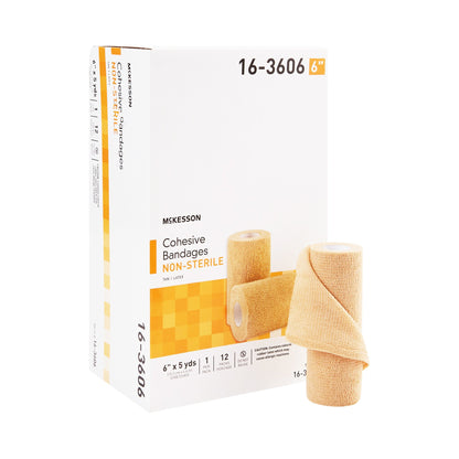 McKesson Cohesive Bandage 6 Inch X 5 Yard Self-adherent Closure Tan NonSterile Standard Compression (464155_PK)