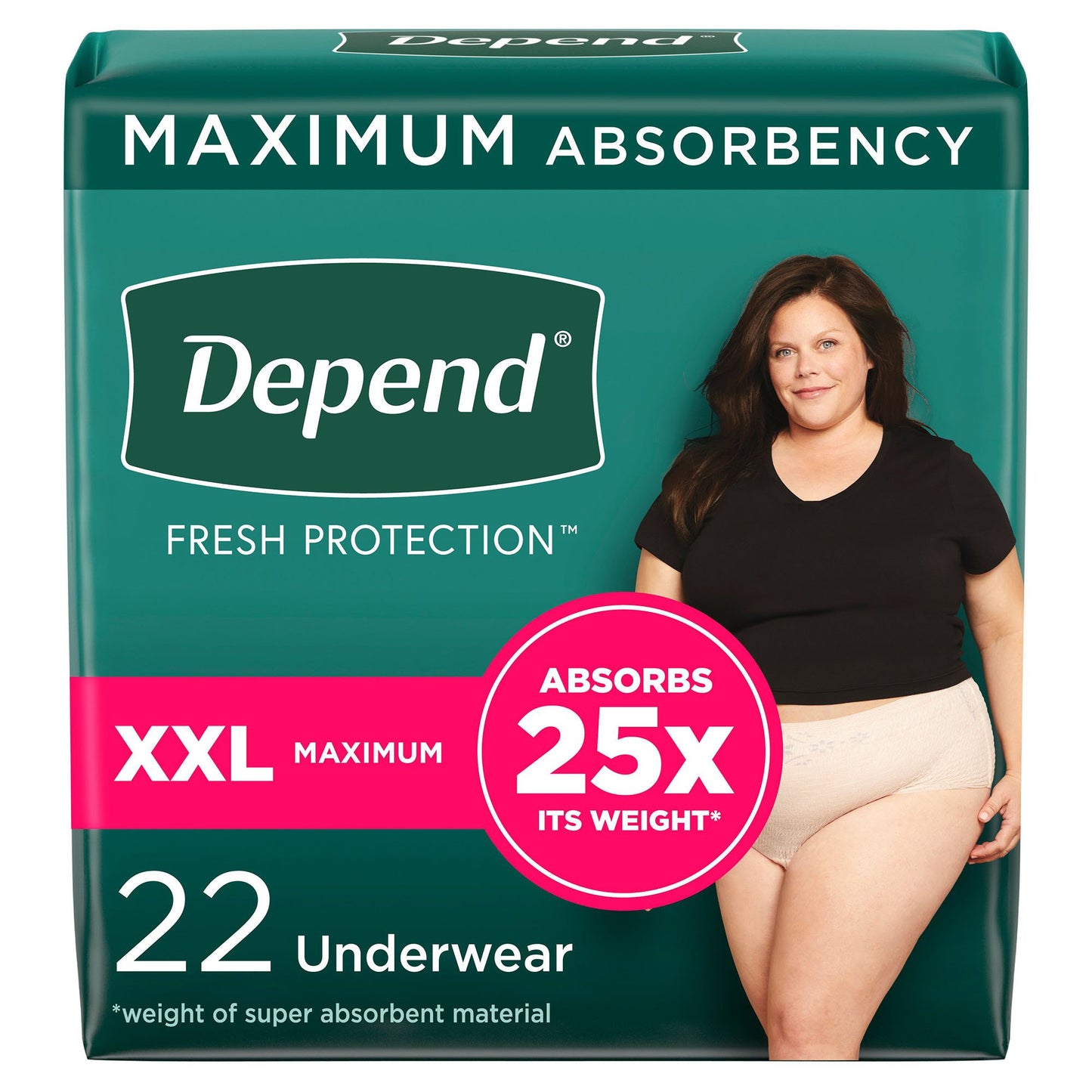 Depend® Fresh Protection Female Adult Absorbent Underwear Waistband Style 2X-Large Disposable Heavy Absorbency (1184218_PK)