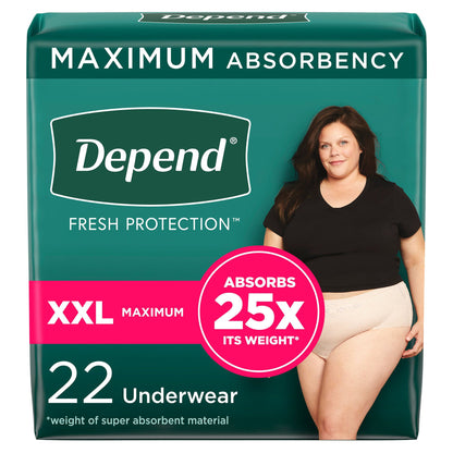 Depend® Fresh Protection Female Adult Absorbent Underwear Waistband Style 2X-Large Disposable Heavy Absorbency (1184218_PK)
