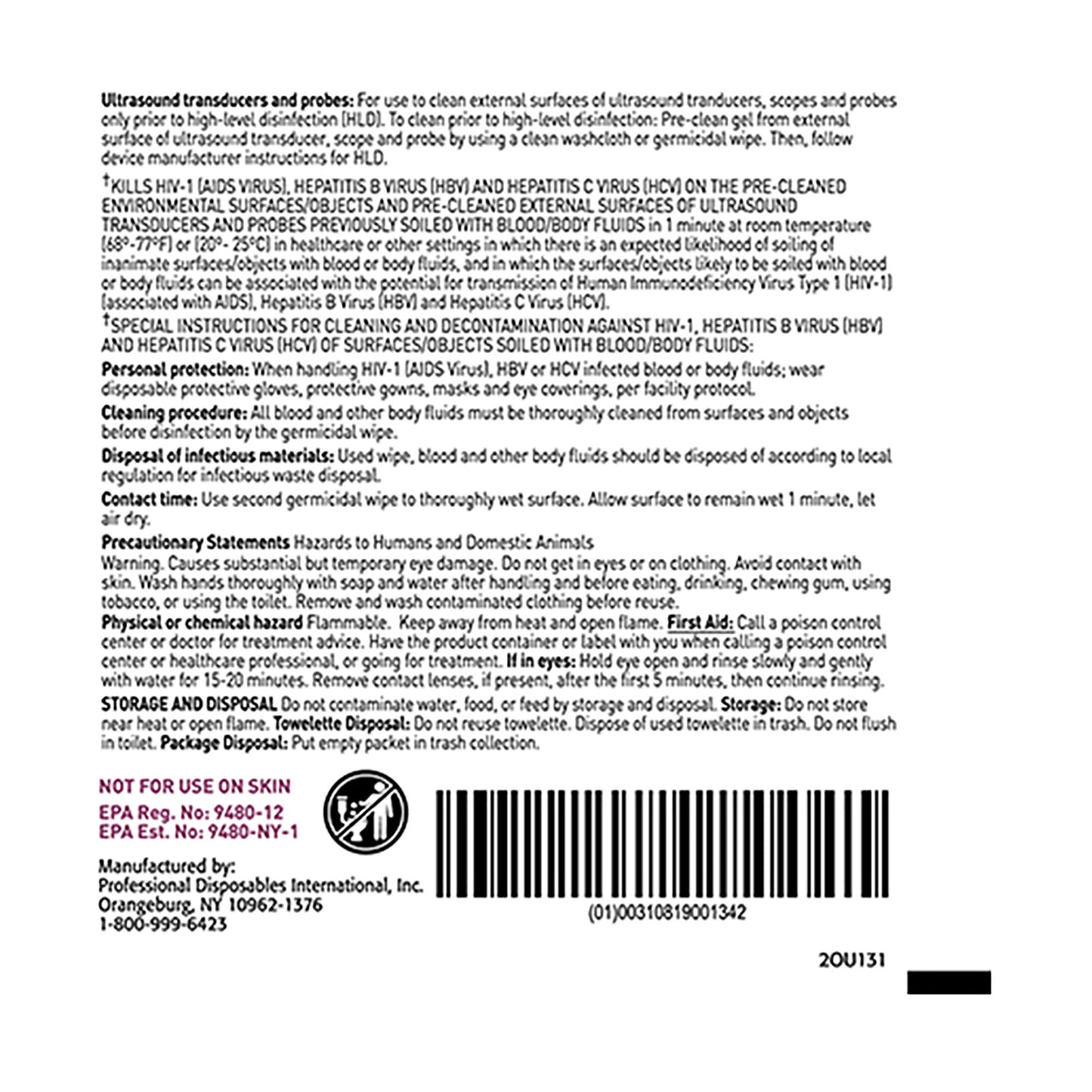 Sani-Cloth® Prime Surface Disinfectant Cleaner Premoistened Germicidal Manual Pull Wipe 50 Count Individual Packet Alcohol Scent NonSterile (1063959_BX)