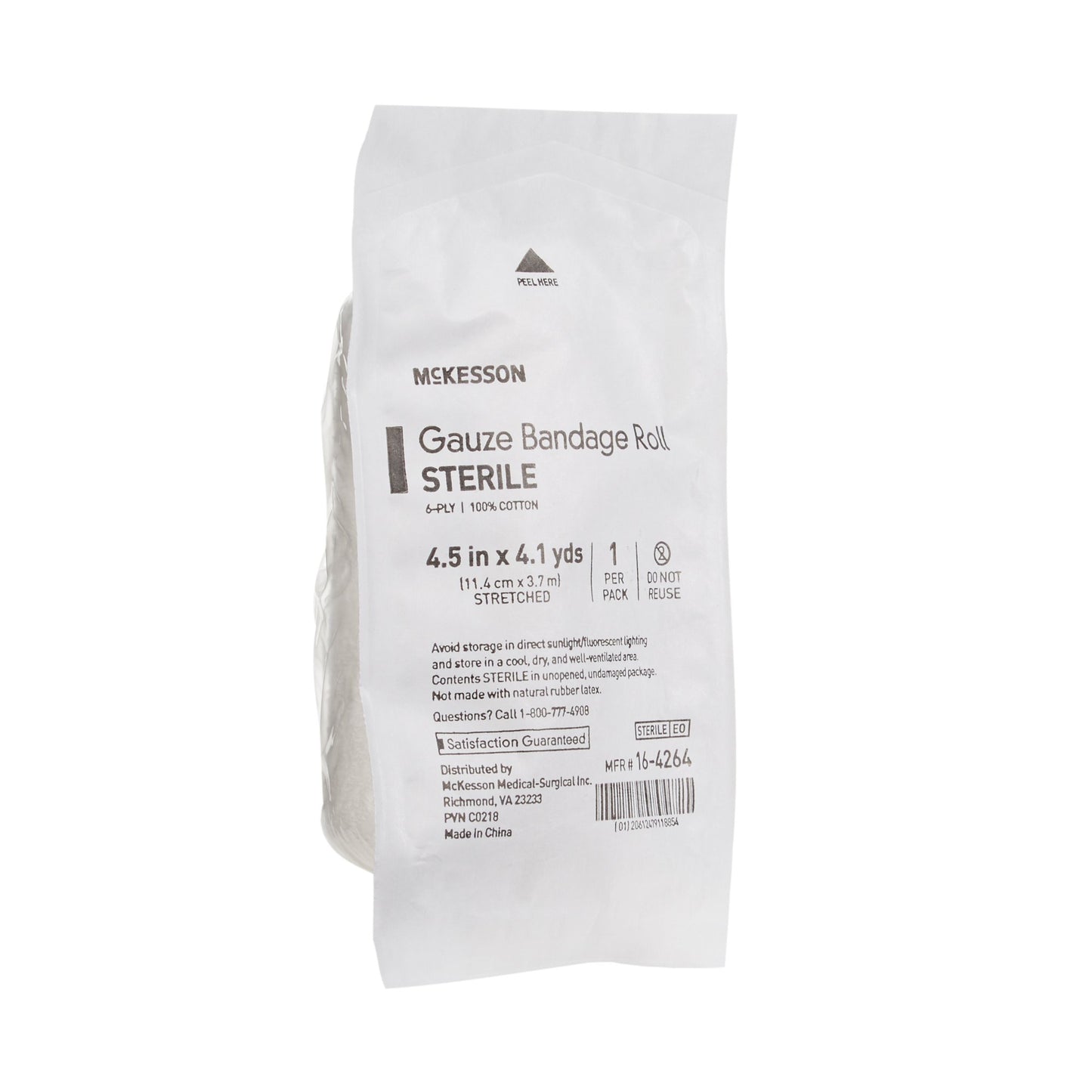 McKesson Fluff Bandage Roll 4-1/2 Inch X 4-1/10 Yard 6-Ply Sterile 1 per Pack (446051_CS)