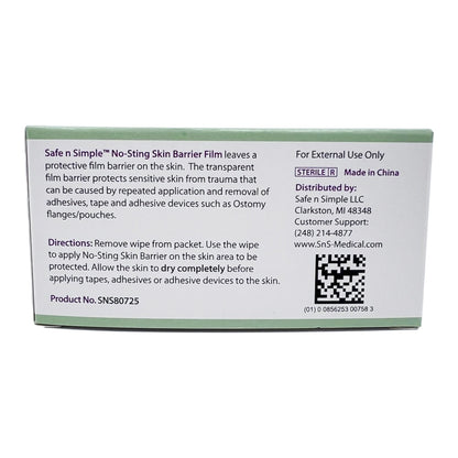 Safe N Simple™ No-Sting Skin Barrier Wipe 60% / 20% Strength Purified Water / Polyvinylpyrrolidone / Glycerin / Propylene Glycol Individual Packet Sterile (869585_EA)
