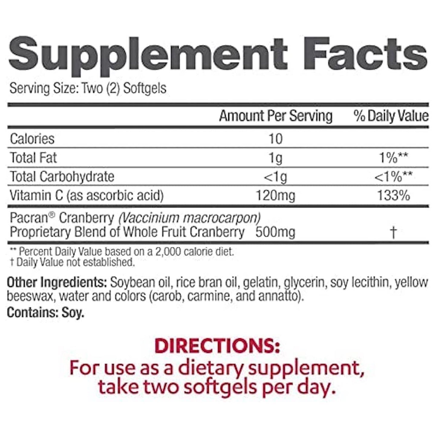 AZO® Urinary Tract Health Dietary Supplement Vitamin C (as ascorbic acid) / Cranberry (Vaccinium macrocarpon) Whole Fruit Powder 120 mg - 500 mg Strength Softgel 100 per Bottle (1065924_BT)