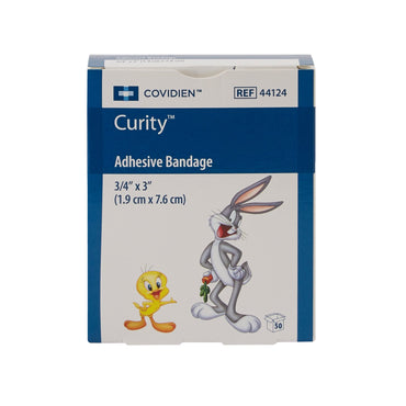 Curity™ Adhesive Strip 3/4 X 3 Inch Plastic Rectangle Kid Design (Assorted Looney Tunes) Sterile (867805_BX)