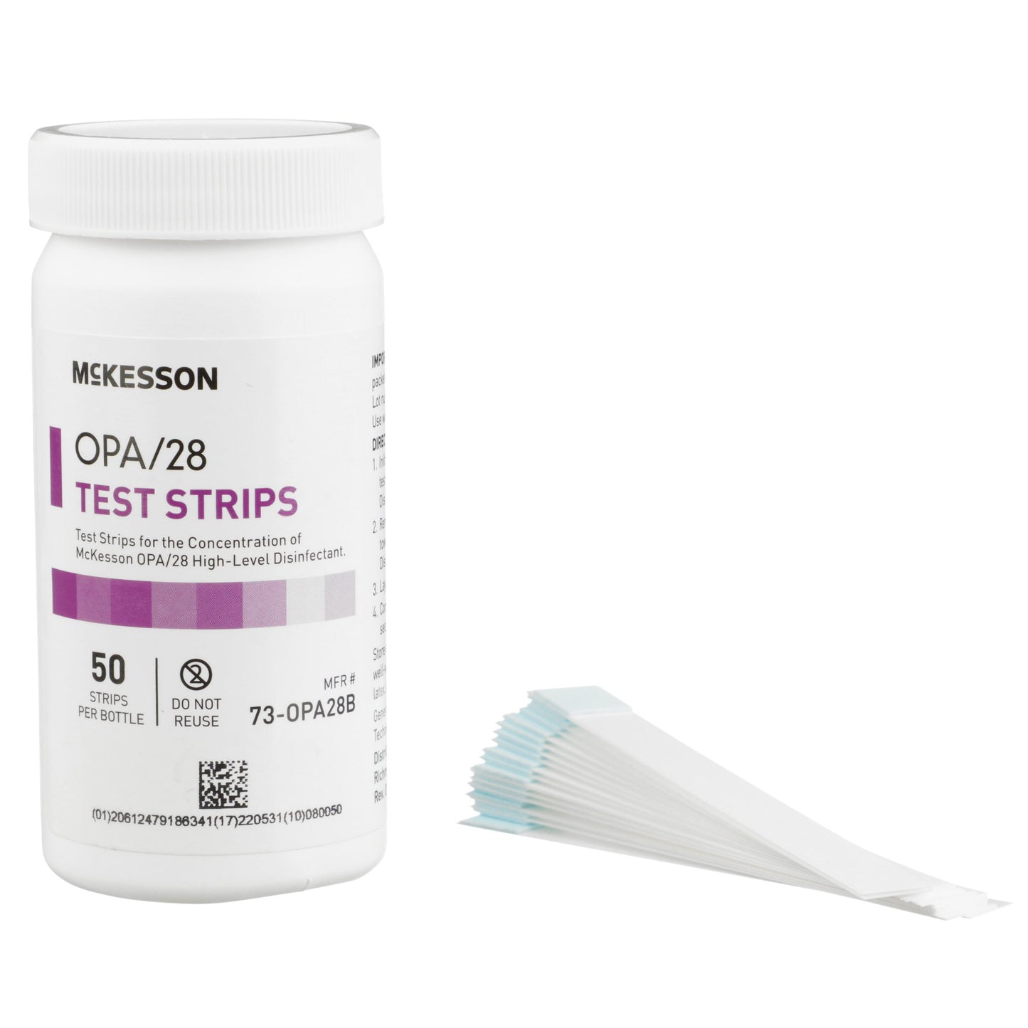 McKesson OPA/28 OPA Concentration Indicator Pad 50 Test Strips Bottle Single Use (852218_CS)