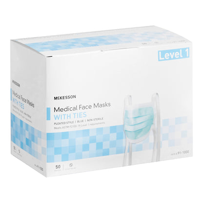McKesson Surgical Mask ASTM Level 1 Tie Closure One Size Fits Most (188696_CS)
