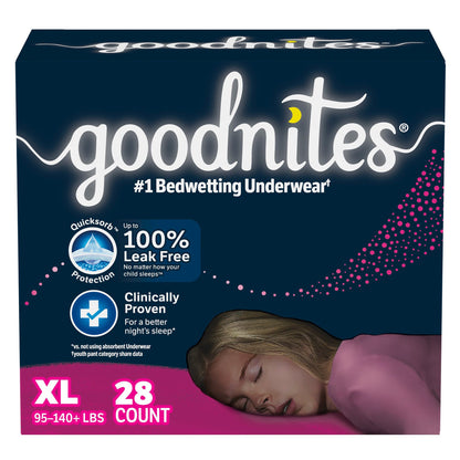 GoodNites® Female Youth Absorbent Underwear Pull On with Tear Away Seams X-Large Disposable Heavy Absorbency (1246169_CS)