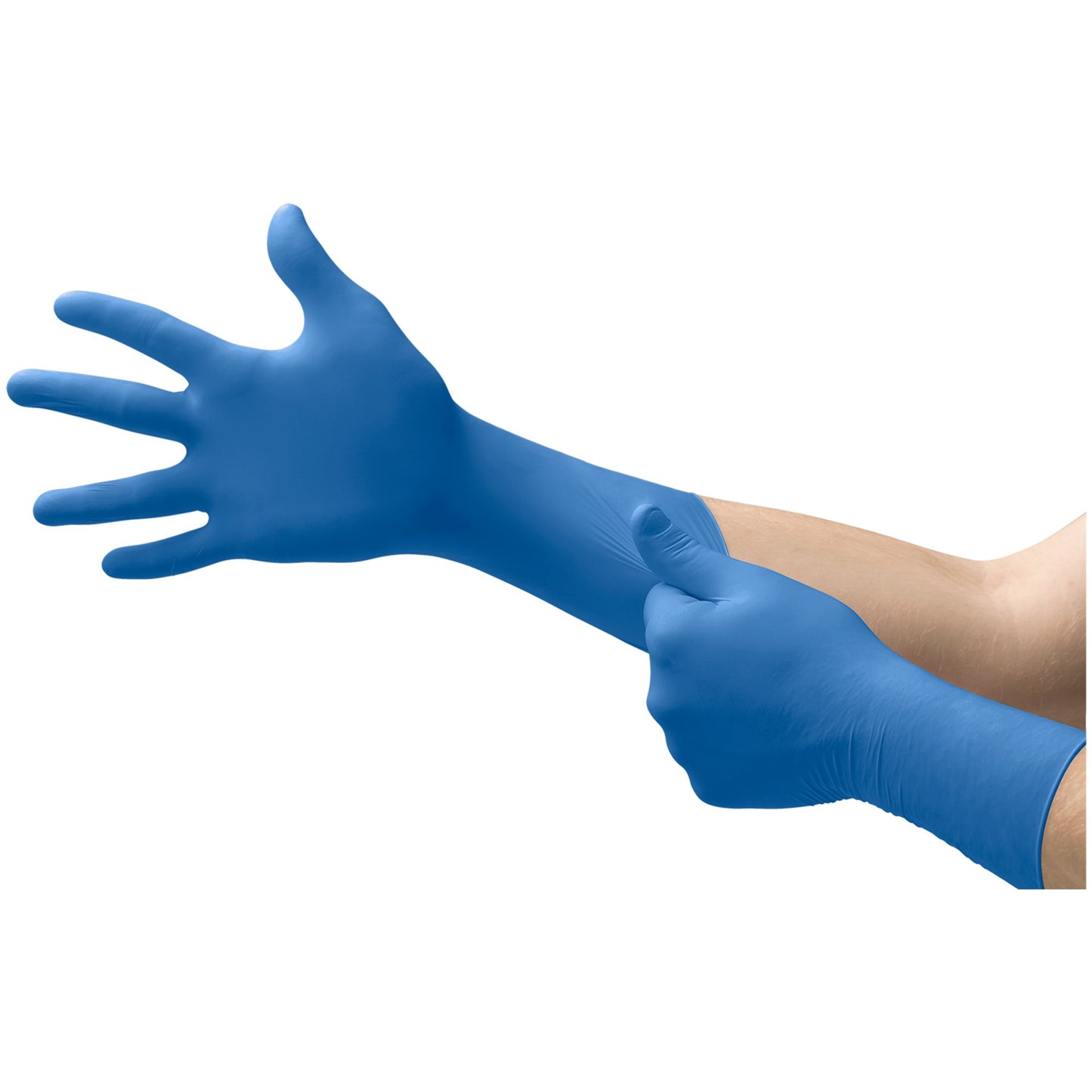 SafeGrip® Exam Glove Small NonSterile Latex Extended Cuff Length Textured Fingertips Blue Chemo Tested (306873_CS)