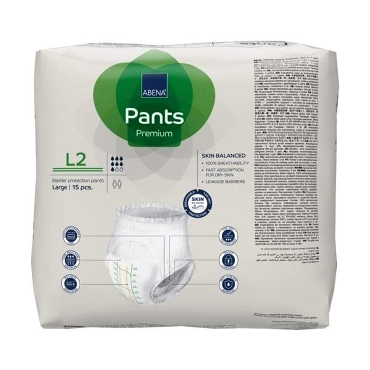 Abena® Premium Pants L2 Unisex Adult Absorbent Underwear Pull On with Tear Away Seams Large Disposable Heavy Absorbency (1218234_PK)