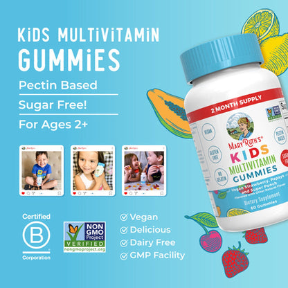 Mary Ruth's® Kids Multivitamin Dietary Supplement Vitamin A / C / D / E 390 mcg - 10 mg - 3 mcg - 4 mg Strength Gummie 60 Per Bottle Fruit Flavor (1271760_EA)