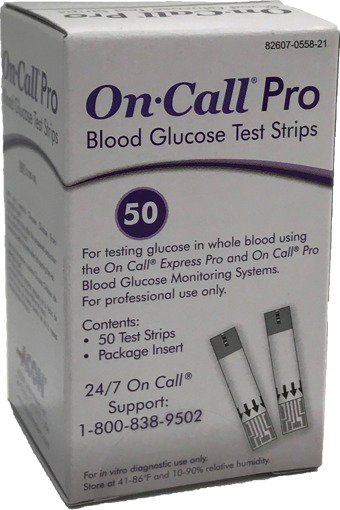 On Call® Pro Blood Glucose Test Strips 50 Strips per Pack (1059824_BX)