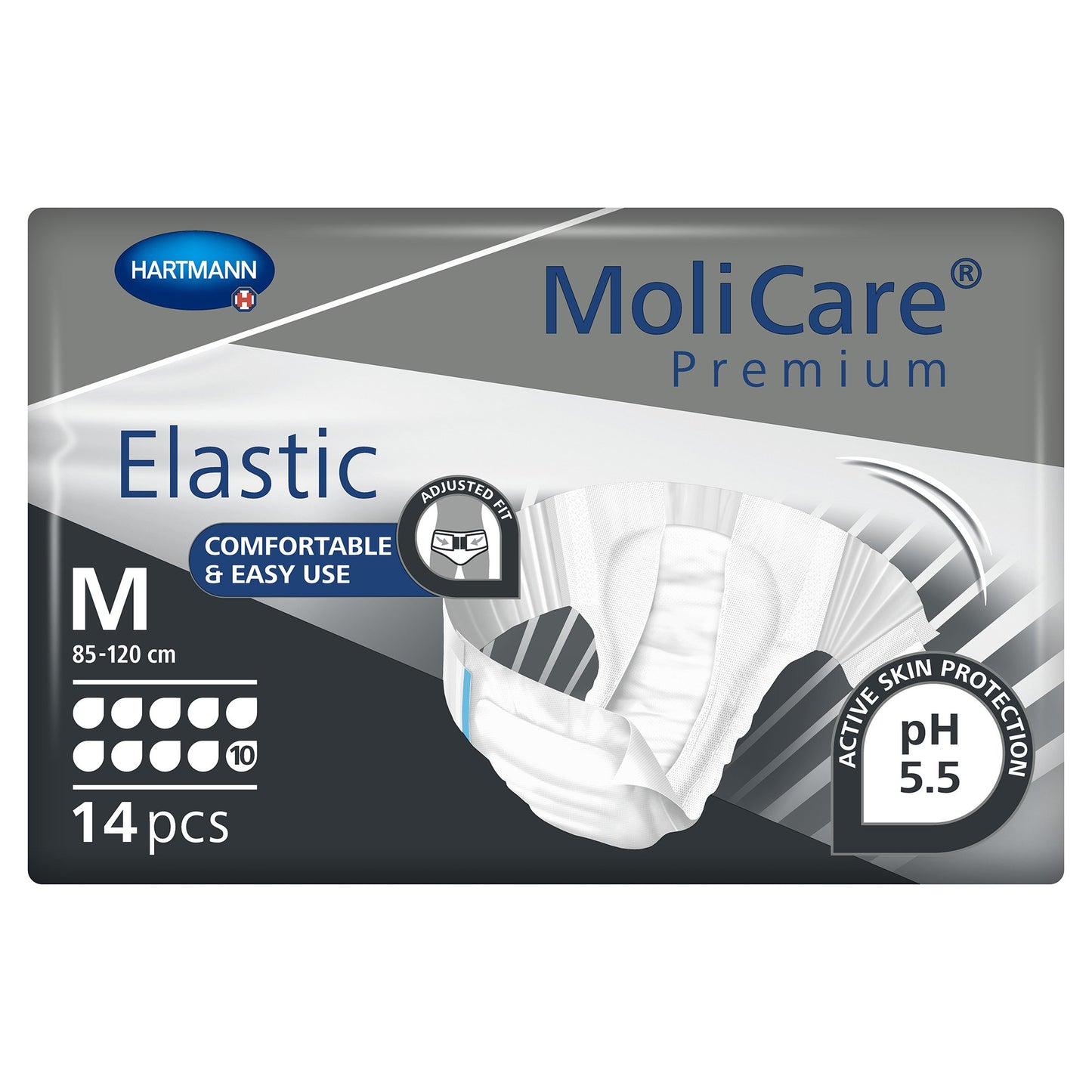 MoliCare® Premium Elastic 10D Unisex Adult Incontinence Brief Medium Disposable Heavy Absorbency (1153086_CS)