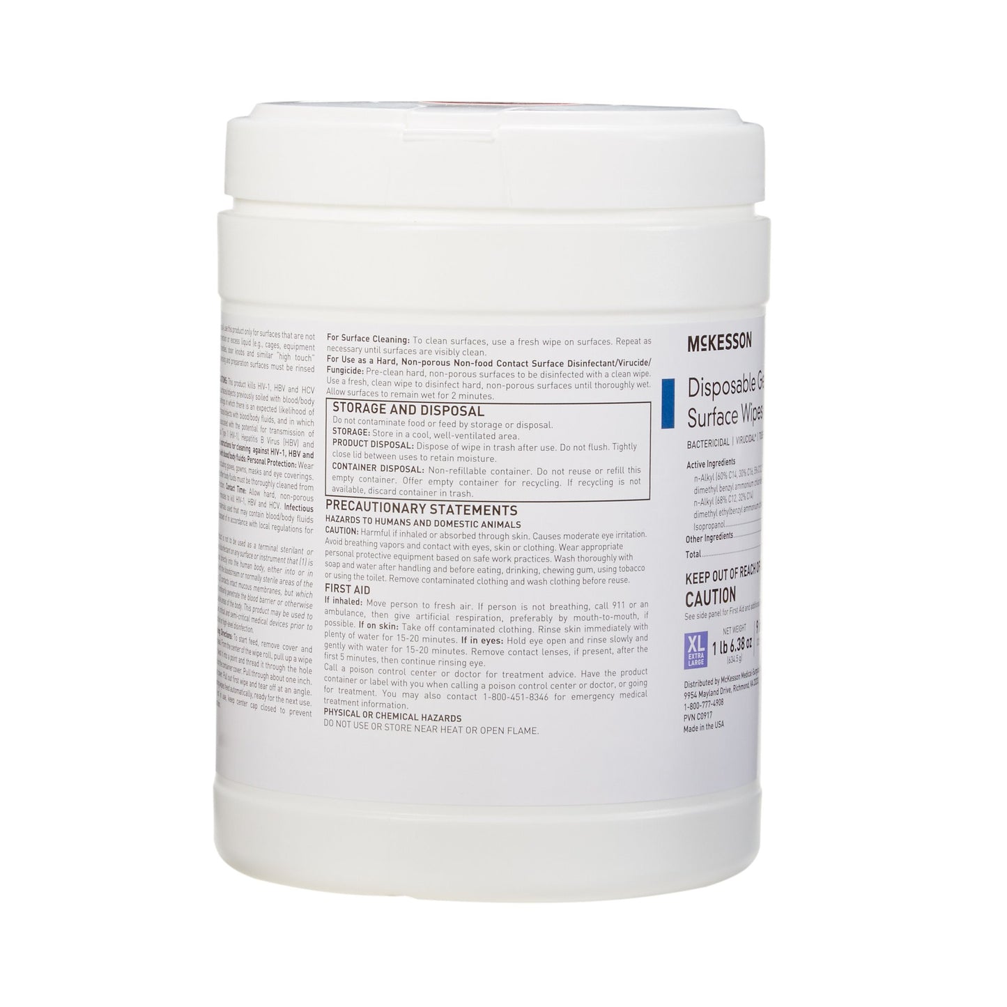McKesson Surface Disinfectant Premoistened Manual Pull Wipe 65 Count Canister Alcohol Scent NonSterile (949454_BX)