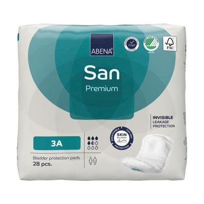 Abena® San Premium Bladder Control Pad 4.3 X 12.9 Inch Moderate Absorbency Fluff / Polymer Core Size 3A (1218215_CS)