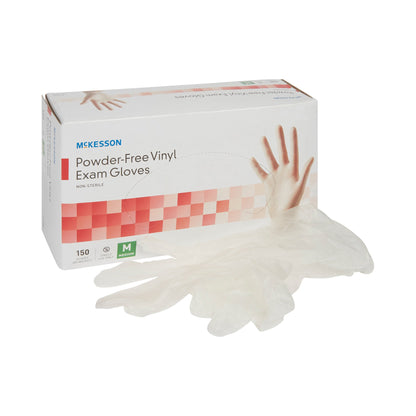 McKesson Exam Glove Medium NonSterile Vinyl Standard Cuff Length Smooth Clear Not Rated (832682_BX)