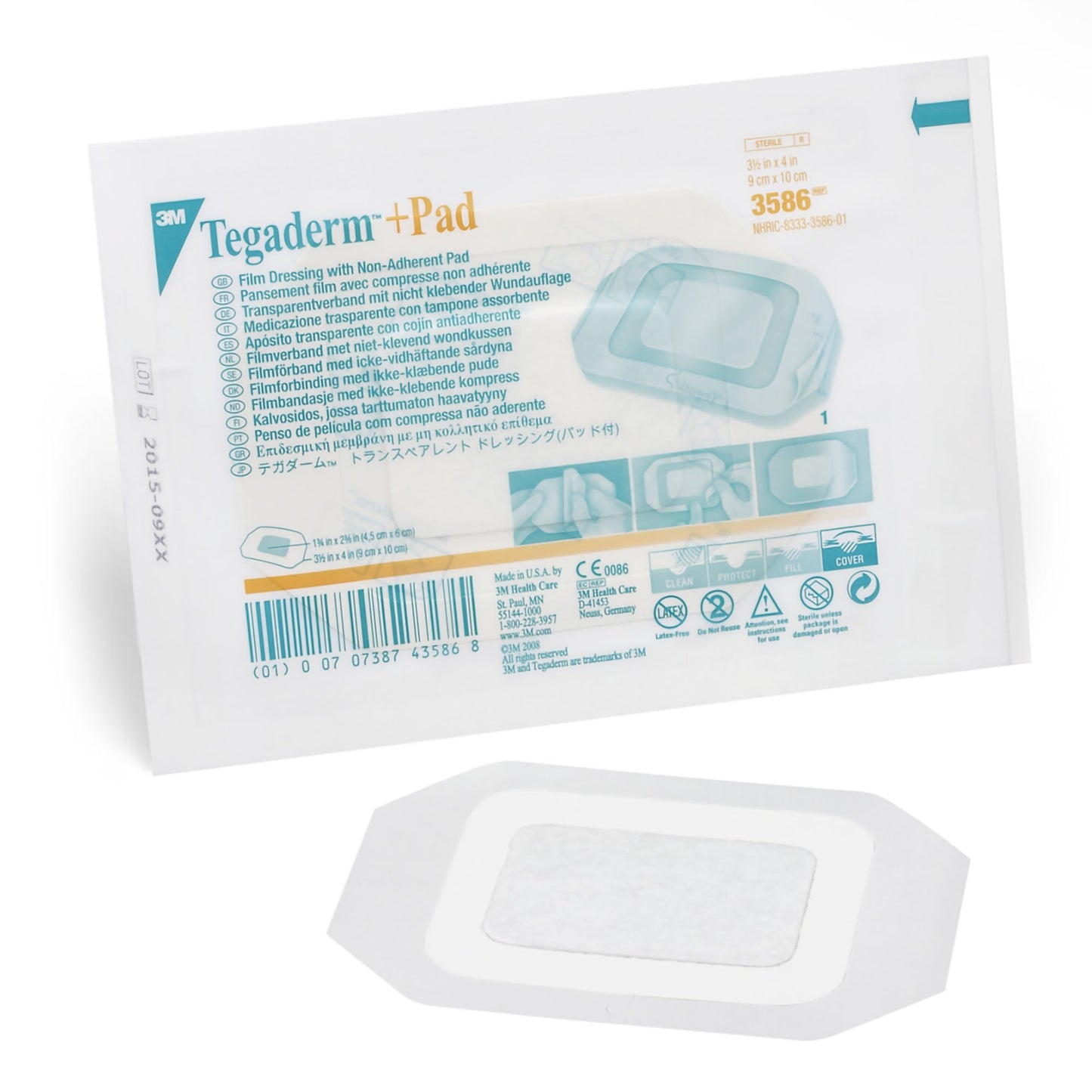 3M™ Tegaderm™ +Pad Transparent Film Dressing with Pad 3-1/2 X 4 Inch Frame Style Delivery Rectangle Sterile (318721_CS)