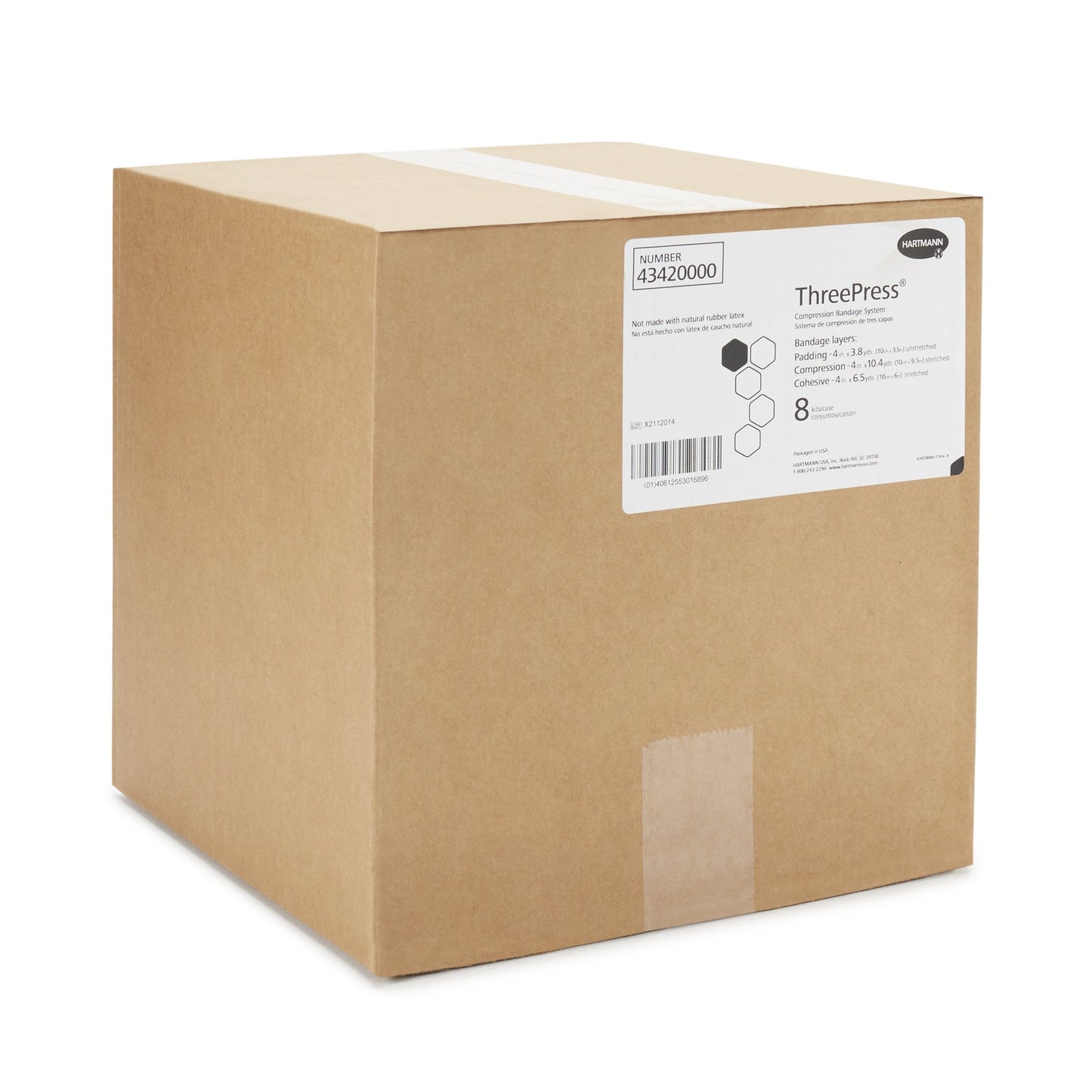 ThreePress® 3 Layer Compression Bandage System Multiple Sizes Self-Adherent Closure Tan / White NonSterile 35 to 40 mmHg (683388_CS)