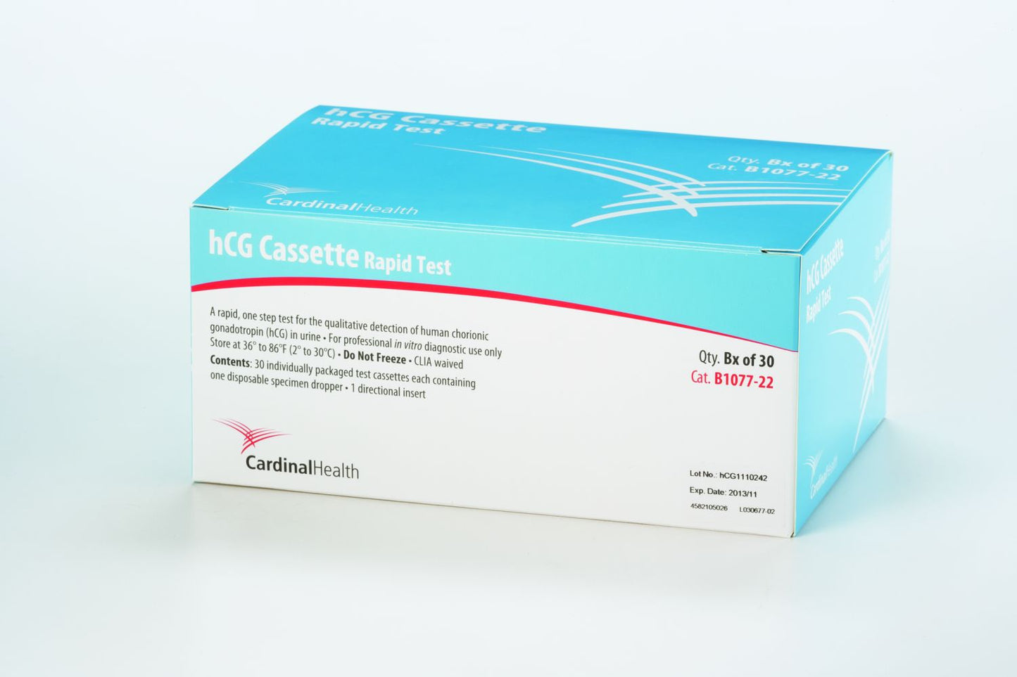 Cardinal Reproductive Health Test Kit hCG Pregnancy Test 30 Tests CLIA Waived Sample Dependent (834534_BX)