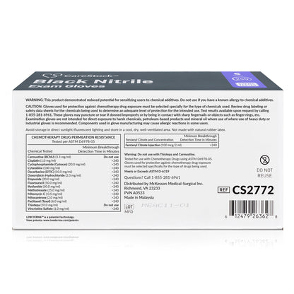 CareStock™ Exam Glove Small NonSterile Nitrile Standard Cuff Length Fully Textured Black Not Rated (1230892_BX)