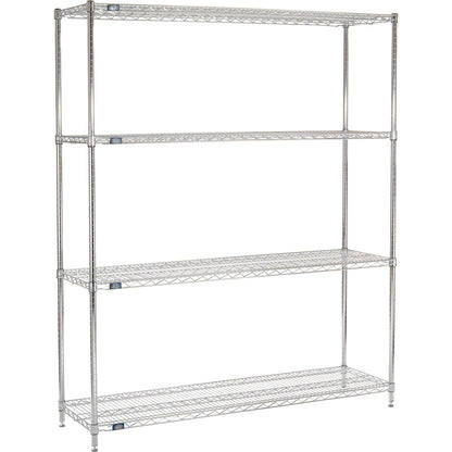 Nexel 4 Shelf, Chrome Wire Shelving Unit, Starter, 60"W x 18"D x 74"H (WB188424)