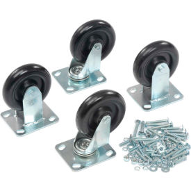 Global Industrial 5" x 1-1/4" Polyurethane Caster Kit 2 Swivel, 2 Rigid (WB232CP15)