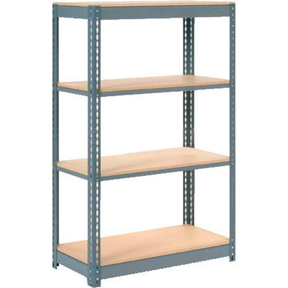 Global Industrial 4 Shelf, Standard Duty Boltless Shelving, Starter, 48"W x 24"D x 60"H, Wood Deck (WB254438)