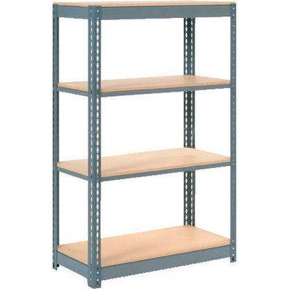 Global Industrial 4 Shelf, Standard Duty Boltless Shelving, Starter, 48"W x 24"D x 60"H, Wood Deck (WB254438)