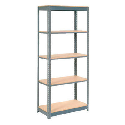 Global Industrial 5 Shelf Heavy Duty Boltless Shelving Starter 48"Wx24"Dx84"H, Wood Deck, USA (WBB2297558)
