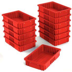 Global Industrial Plastic Dividable Grid Container, 16-1/2"L x 10-7/8"W x 3-1/2"H, Red (WB334102RD)