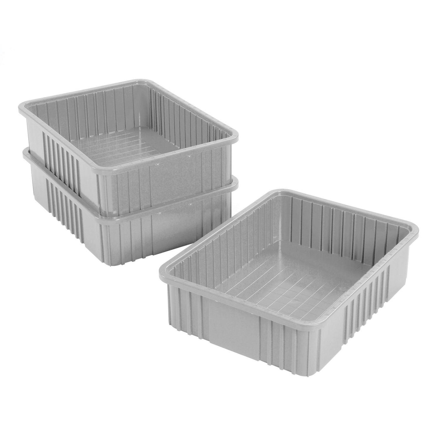 Global Industrial Plastic Dividable Grid Container, 22-1/2"L x 17-1/2"W x 6"H, Gray (WB334106GY)