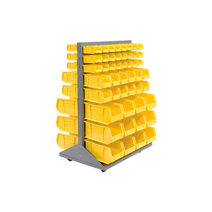 Global Industrial Mobile Floor Rack w/ 48(C), 24(D), 24(F) Blue Bins, 36"W x 25-1/2"D x 55"H (WB500165BL)