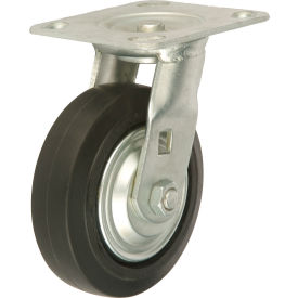 Global Industrial Heavy Duty Swivel Plate Caster 5" Mold-on Rubber Wheel 350 lb. Capacity (WB601112)